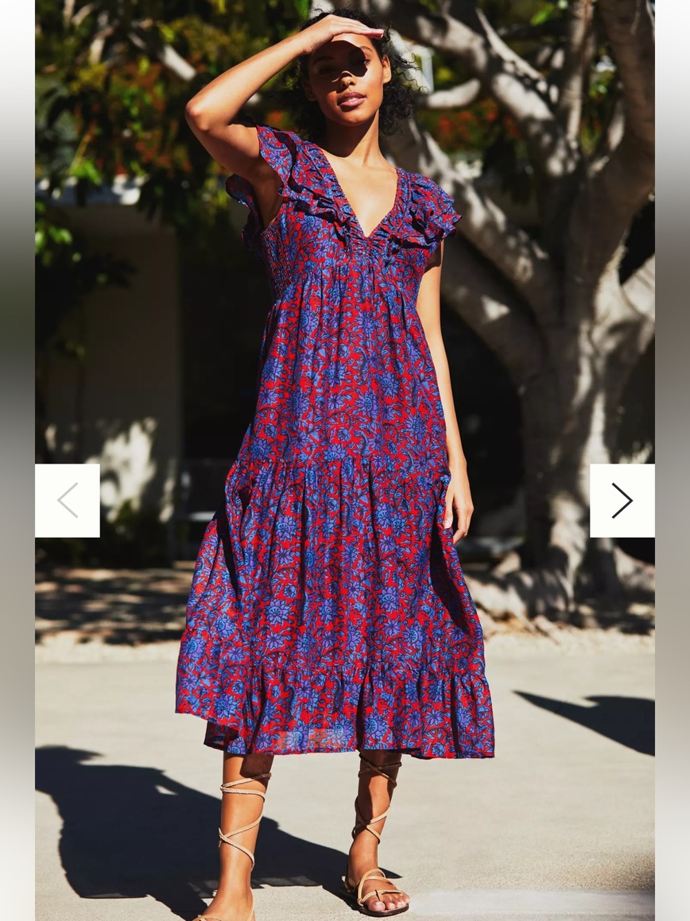 Roller Rabbit Floral Silk Blend Ondine Ruffle Sleeve Midi Dress